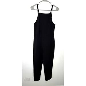 French Connection Women's Jumpsuit Sz 4 Black Square Neck Strappy Minimalist